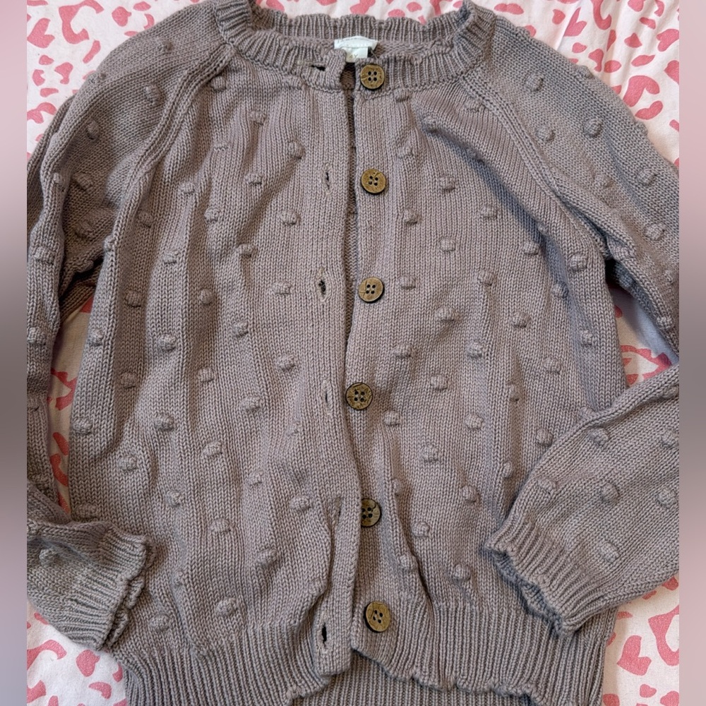 Jamie Kay Taupe Button-Up Kids Sweater